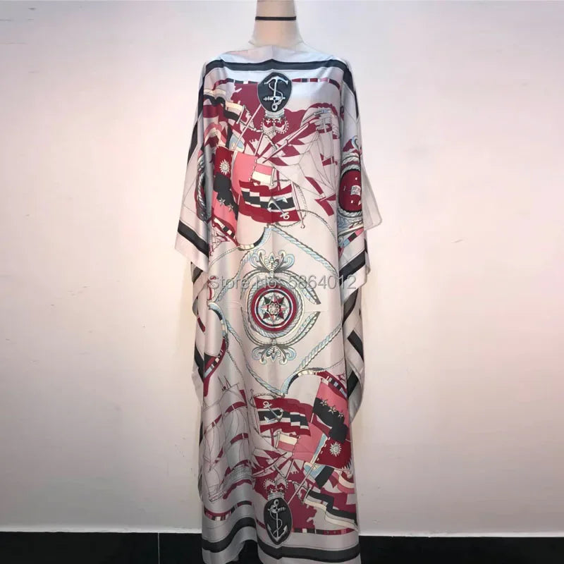Printed  Dresses For Women 2021 Fashion Design Loose Dress Batwing Maxi Long Femme Vestidos Summer Autumn Party Elegant Dress