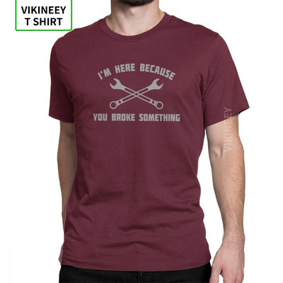 Men Mechanic T Shirts Car Fix Engineer 100% Cotton Clothing Novelty Short Sleeve Round Collar Tees Printed T-Shirt