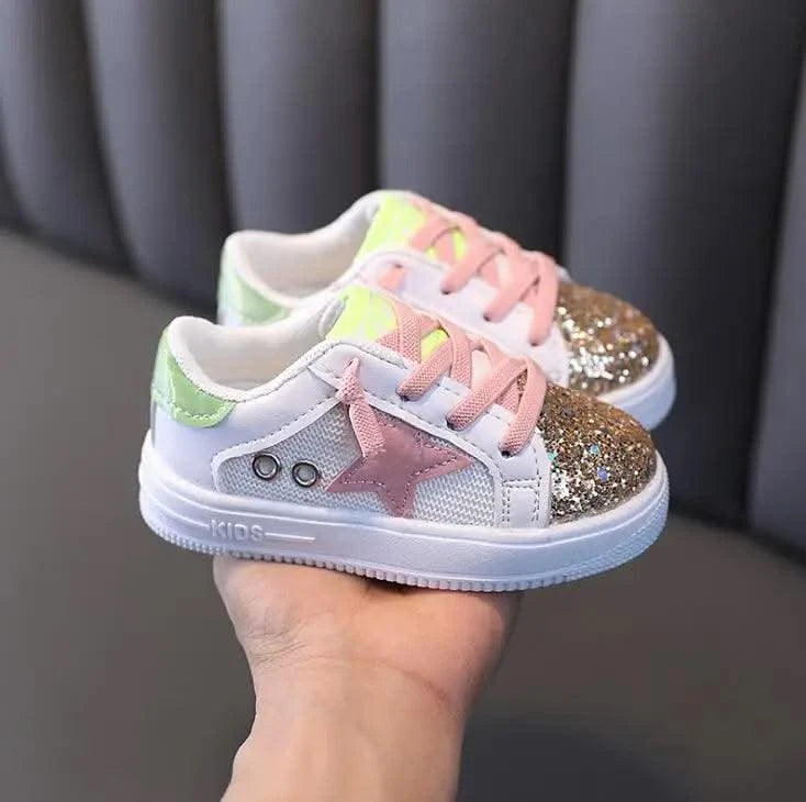 Children's Kids Casual Sports Shoes And Lightweight Comfortable Single Sequins Sneakers Autumn Non-Slip Children Girls Shoe