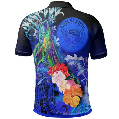 Polynesian Hawaii Polo Shirts Humpback Whale with Tropical Flowers 3D Printed Polo Shirt Men Women Short Sleeve Summer T-shirt