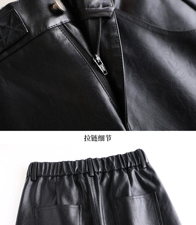 Women  Wide Leg PU Leather Pants  Autumn Winter Fashion Warm Long Pants Back Elastic Waist  Straight Elegant  Leather Trousers