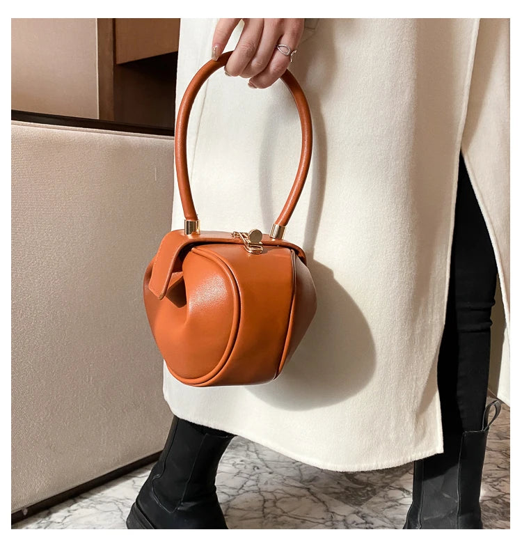 Bowling Spherical Women's Handbag Luxury Brand Designer Hobos Bag Fashion Mini Round Shoulder Bags PU Leather Female Purse