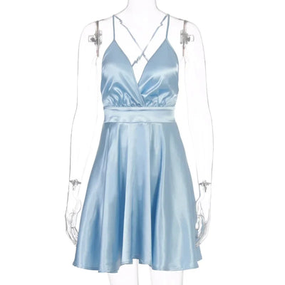 Women's Dress 2024 Fashion Summer elegant bow white female mini dress party cute sexy french romantic silk dress women