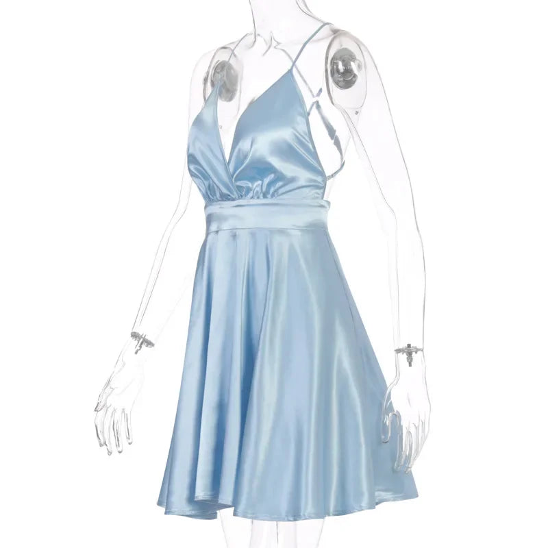 Women's Dress 2024 Fashion Summer elegant bow white female mini dress party cute sexy french romantic silk dress women