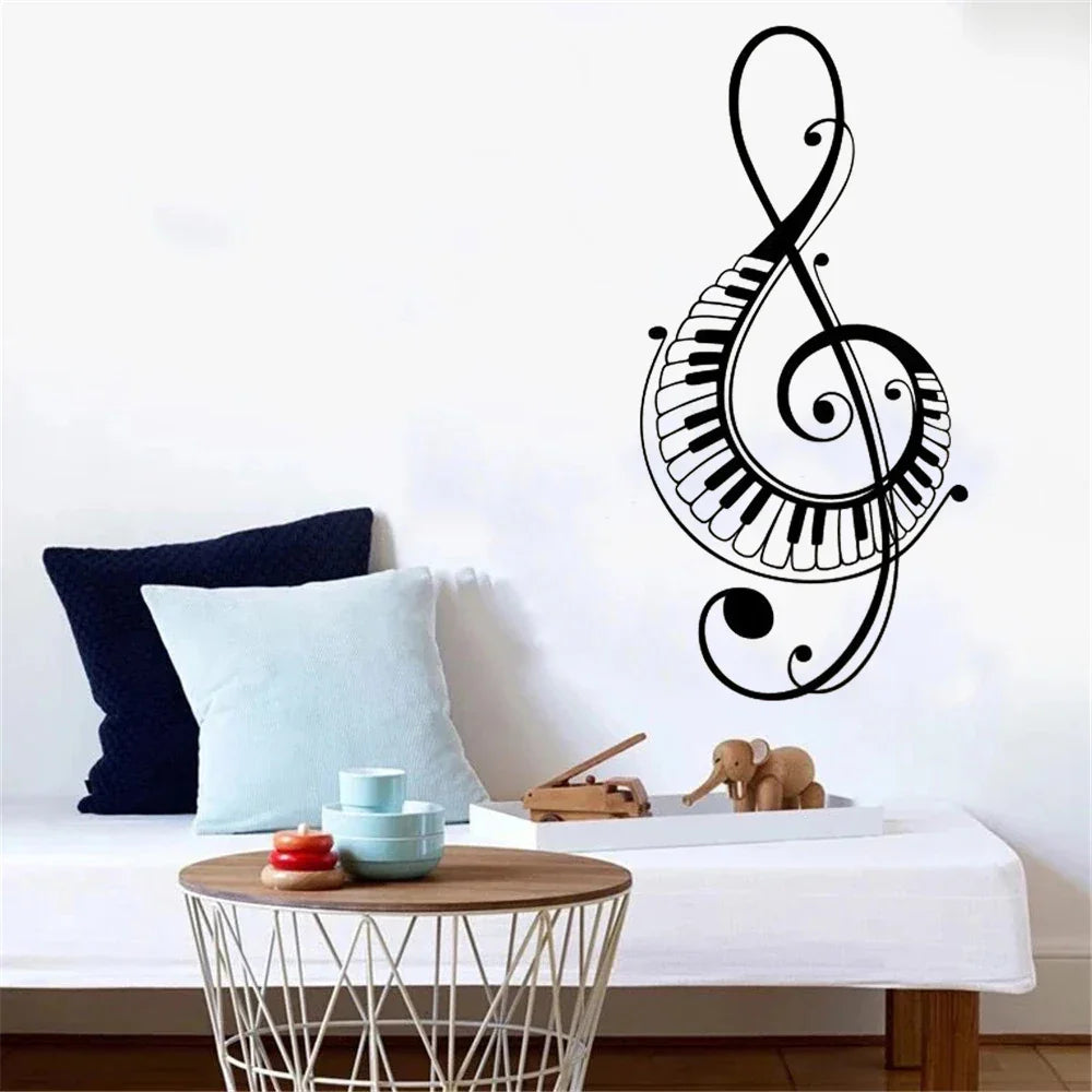Music Wall Decal Piano Key Music Symbol Music Sign Wall Sticker Vinyl Waterproof Sticker Music Room Home Wall Decoration