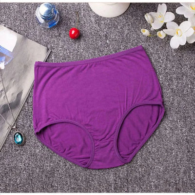 New Soft Women's Bamboo Fiber Panties Sexy Underwear High-Rise Briefs Solid Color Everyday Underpants Ladies Big Size Lingerie