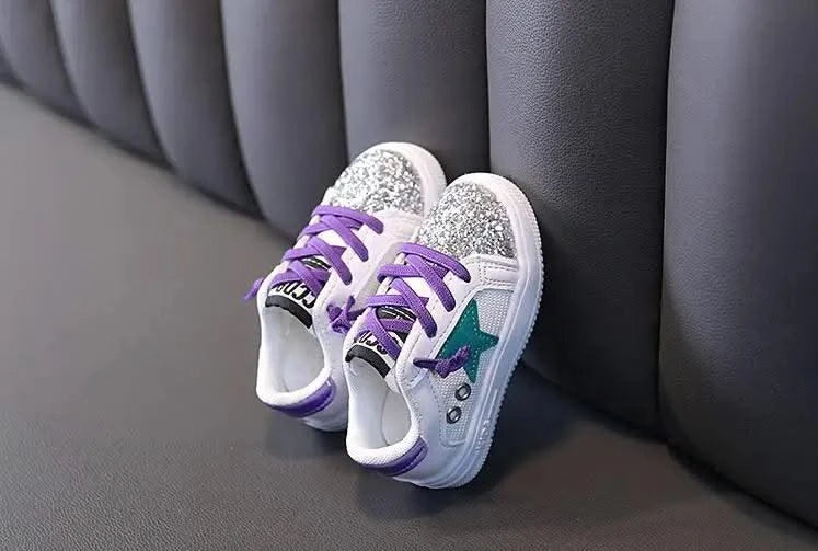 Children's Kids Casual Sports Shoes And Lightweight Comfortable Single Sequins Sneakers Autumn Non-Slip Children Girls Shoe