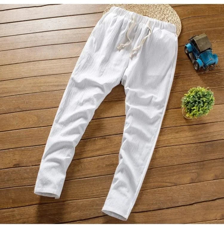 (Shirt + trousers) 2025 summer men shirt Man Cotton and linen shirts Short sleeve men's casual shirts men A set of clothes M-5XL - Elanique