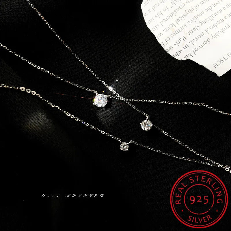 1CT 2CT 3CT Moissanite Pendant Necklace For Women Original 925 Silver Chains Solitaire Drop Necklaces Bridal Fine Jewelry