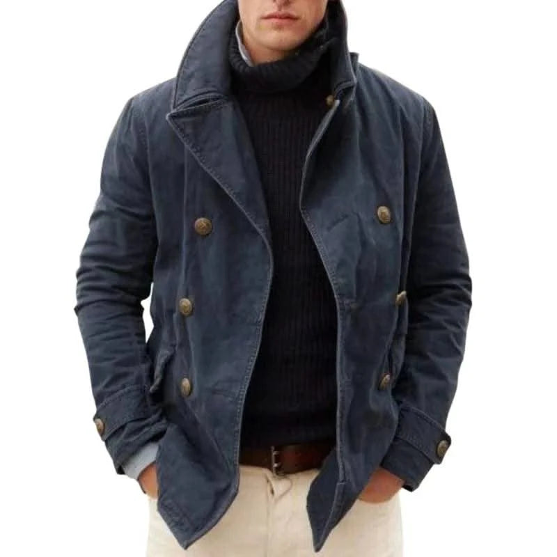 2021 New Men's Jacket Casual Fashion Solid Color Coat Men Autumn Button Long Sleeve Outerwear & Coats Plus Size Black Jackets