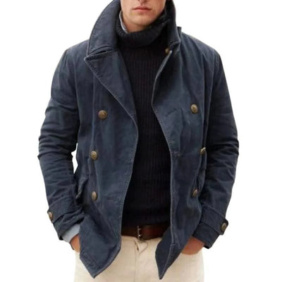 2021 New Men's Jacket Casual Fashion Solid Color Coat Men Autumn Button Long Sleeve Outerwear & Coats Plus Size Black Jackets