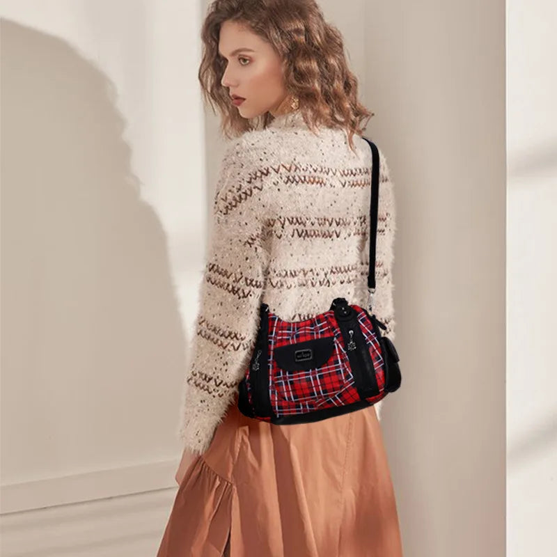 Fashion Women Hand Bag Designers Luxury Handbags Women Plaid Shoulder Bags Female Top-handle Bags Large Purse Hobos