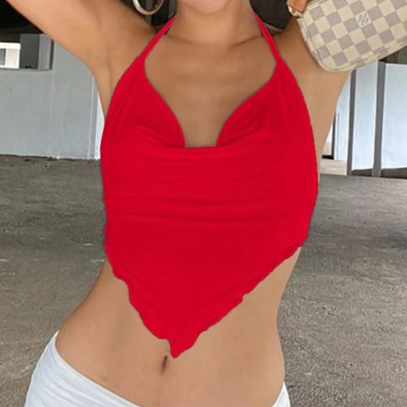 Pink Sleeveless Sexy Crop Tops Women Backless Lacing Camis Wireless Bralette