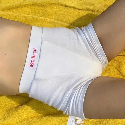 Women's shorts Summer Brown Letter Embroidery Biker Shorts Women Ribber Knit Black High Waist Casual Streetwear Shorts