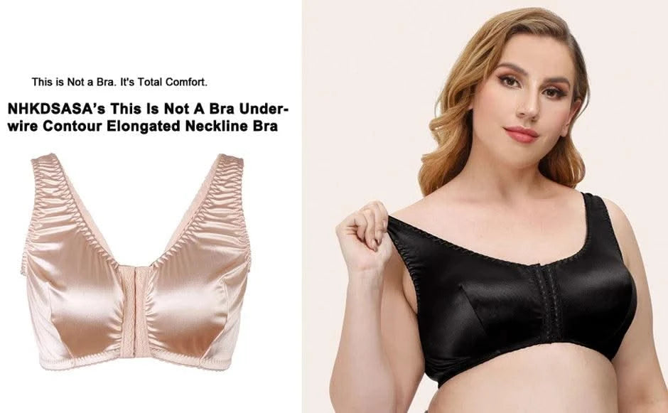 Women Full Coverage Bra Plus Size Comfort And Support Satin Bra Imitated Silk No Padded Wireless Front Closure Vest Underwear