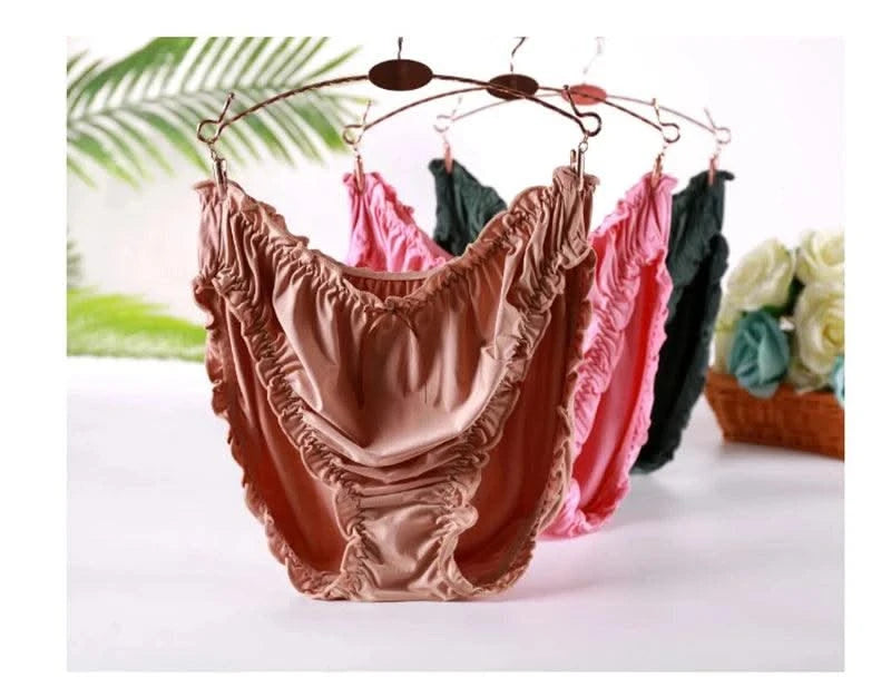 Large Size Mid Waist Panties For Women Ladies Breathable Underwear Briefs Elastic Comfortable Sexy Ruffles Underwear Lingerie