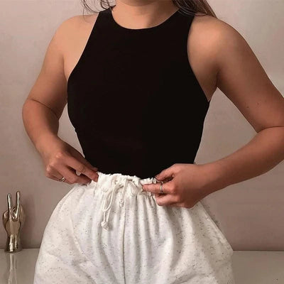Sexy Tank Tops For Women White O Neck Sleeveless Corset