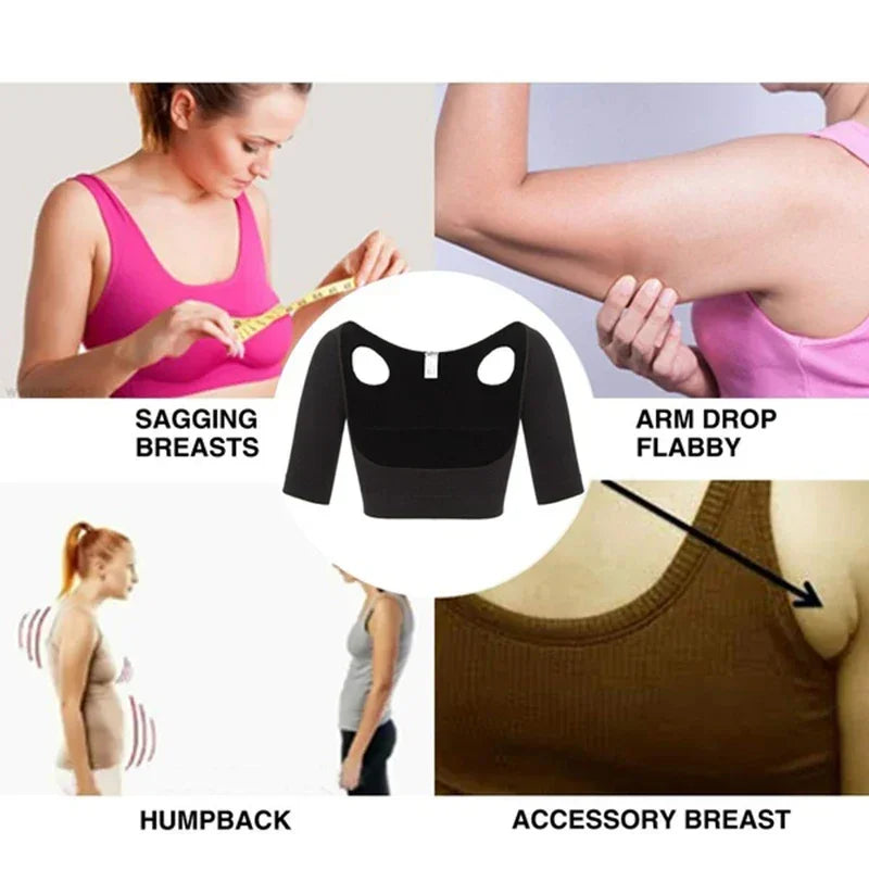 Upper Arm Shaper Women Shoulder Slimmer Compression Shapewear Sleeves Body Shaper Humpback Posture Corrector Back Support Tops