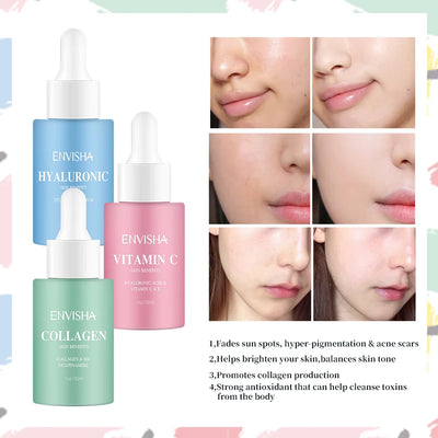 Skin Care Set Facial Serum Collagen Hyaluronic Acid Vitamin Anti-aging Wrinkle Whitening Moisturizing Remove Acne Face Essence