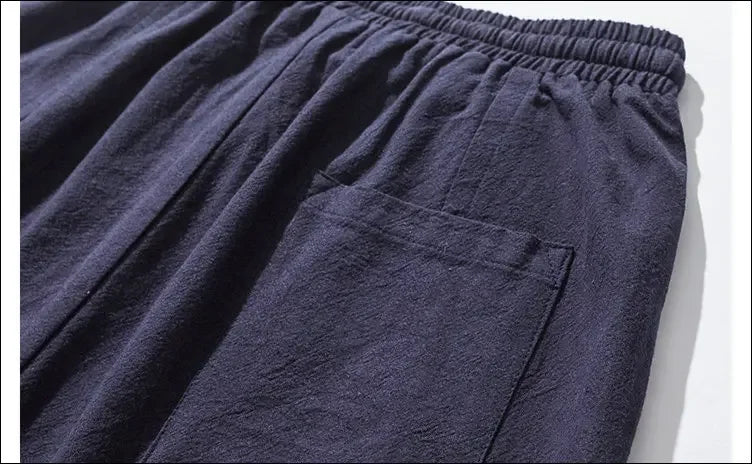Cotton Linen Harem Pants Men Solid Elastic Waist Streetwear Joggers New Baggy Drop-crotch Pants Casual Trousers Men