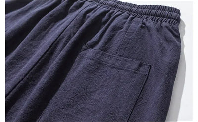 Cotton Linen Harem Pants Men Solid Elastic Waist Streetwear Joggers New Baggy Drop-crotch Pants Casual Trousers Men