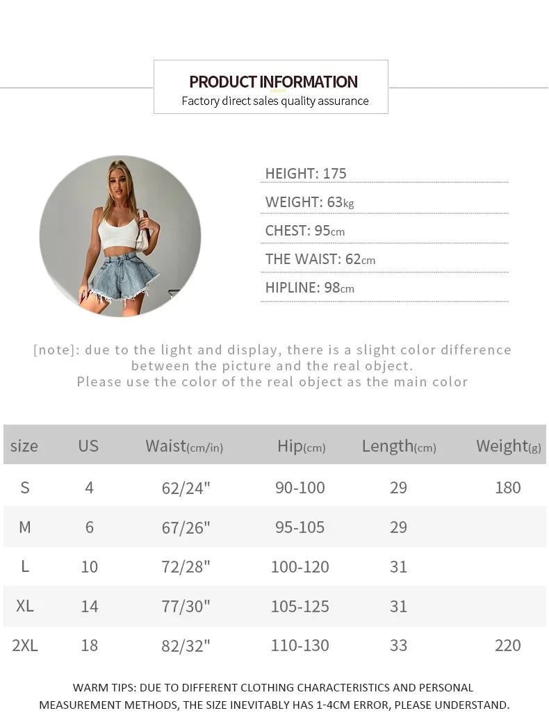 2025 Summer New Women Jeans Denim Shorts High Waist Loose Tassel Jeans S-xxl