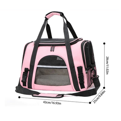 Soft Pet Carriers Portable Breathable Foldable Bag Cat Dog Carrier Bags Outgoing Travel Pets Handbag with Locking Safety Zippers