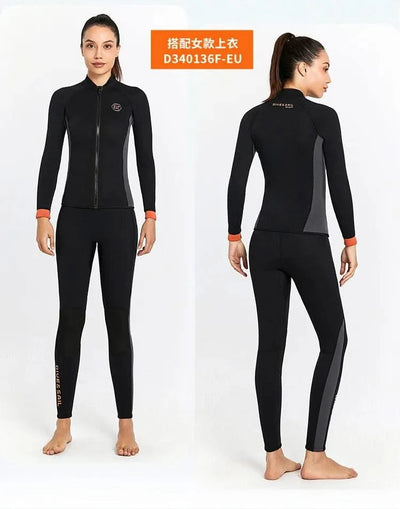 Wetsuit 3MM Neoprene Men Long Sleeve Split Wetsuit Warm Jacket Pants Plus Size Women Swimsuit Scuba Diving Snorkeling Surf Suit