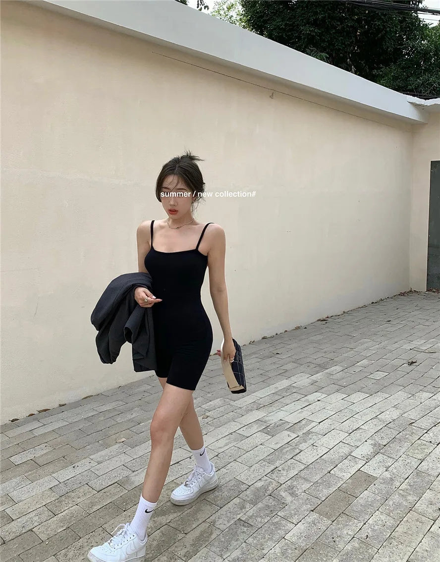 Jumpsuit women summer new style 2021 sexy tight-fitting hip shorts hot pants sleeveless black one-piece Body for women body sexy