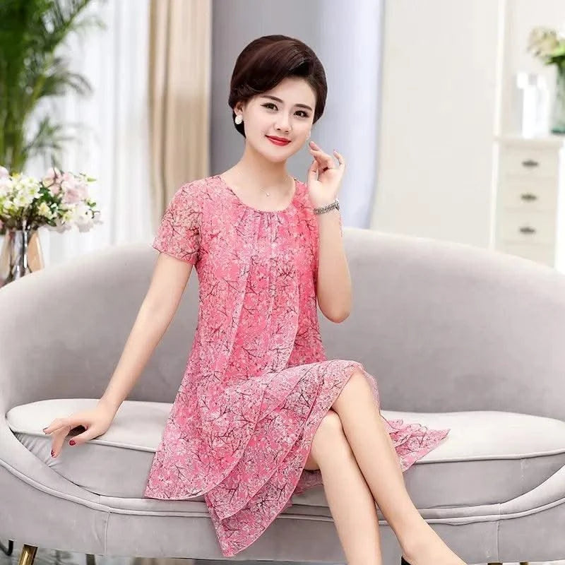 Summer  Dress NEW Casual Short Sleeve O-Neck Floral Print