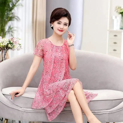 Summer  Dress NEW Casual Short Sleeve O-Neck Floral Print