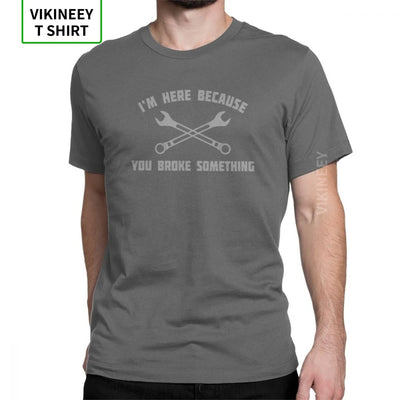 Men Mechanic T Shirts Car Fix Engineer 100% Cotton Clothing Novelty Short Sleeve Round Collar Tees Printed T-Shirt