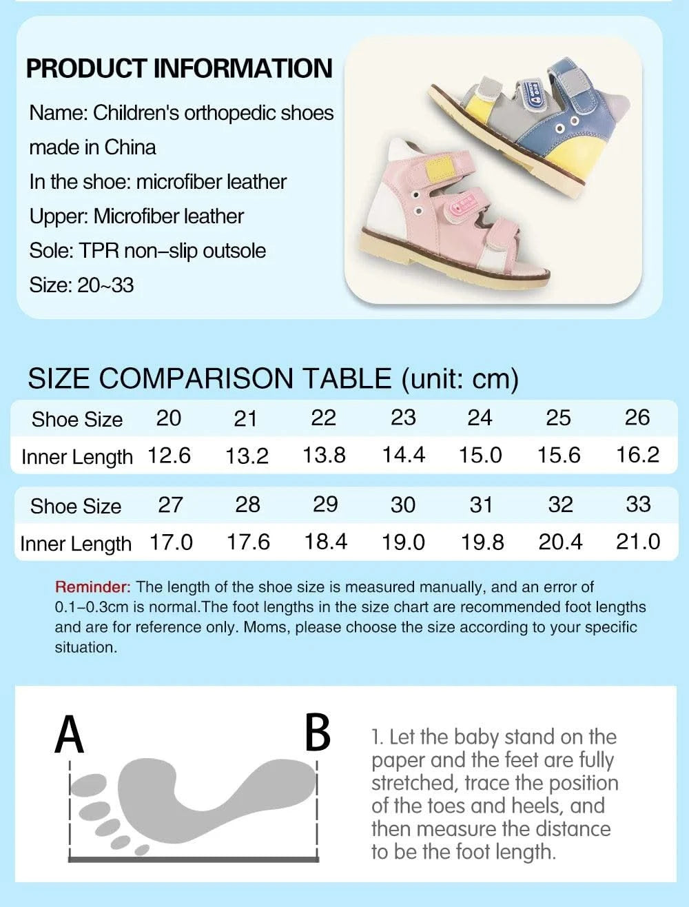 Children's Orthopaedic Footwear |  Flatfeet Sandals/ Shoes For Kids | Barefoot Princess Baby Toddler | Size20 21 22