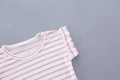 Summer Children Clothing Baby Cute  Girls Casual T-Shirts Bib Shorts 2Pcs/Set Toddler Cartoon Fashion Cotton Infant Clothes Suit