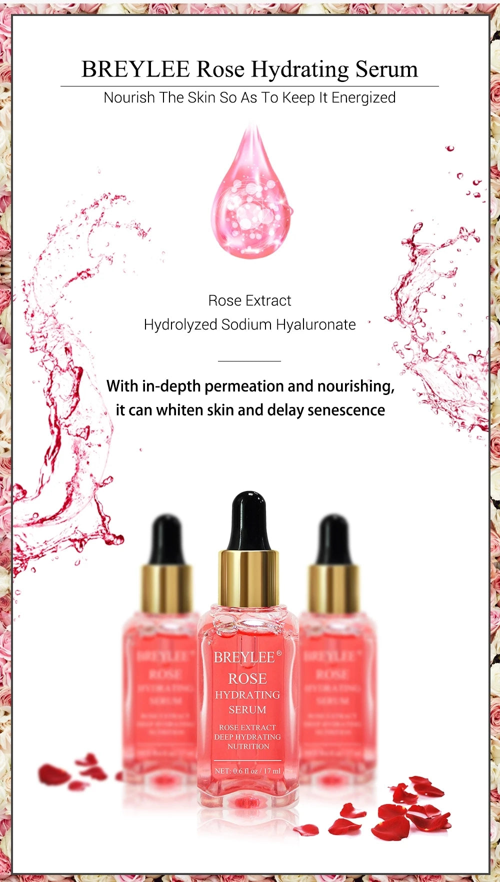BREYLEE Rose Deep Moisturizing Facial Serum Oil Control Essence