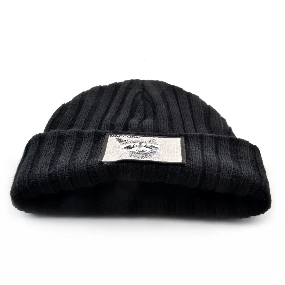 Knitted Beanies Hat Men Women Streetwear Hip Hop Skullies Beanies With Patch Boys Girls Knitting Solid Color Bonnet Hats Cap
