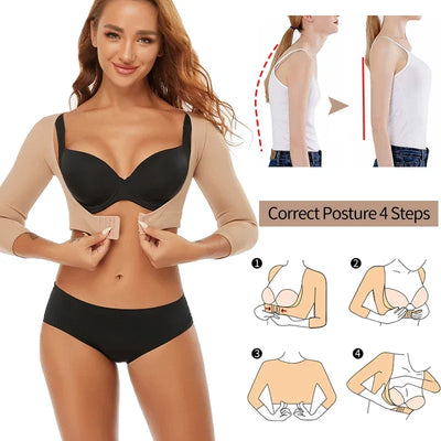 Upper Arm Shapers Compression Long Sleeves Women Arm Shapewear Humpback Posture Corrector Shoulder Breast Support Push Up Tops