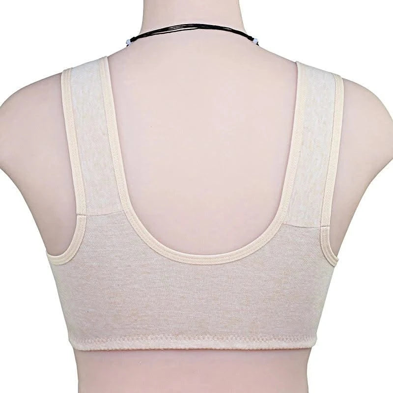 Front Closure Cotton Bras Women Removable Padded Bra Soft Camisole Middle Age Women Everyday Underwear Big Bust 50/115 B C Cup