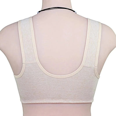 Front Closure Cotton Bras Women Removable Padded Bra Soft Camisole Middle Age Women Everyday Underwear Big Bust 50/115 B C Cup