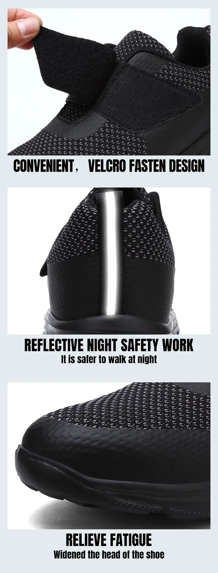 LARNMERN Men's Safety Shoes Steel Toe Construction Protective Footwear Lightweight 3D Shockproof Work Sneaker Shoes Size 42