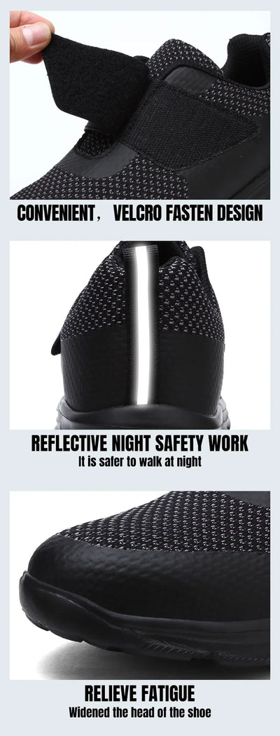 LARNMERN Men's Safety Shoes Steel Toe Construction Protective Footwear Lightweight 3D Shockproof Work Sneaker Shoes Size 42
