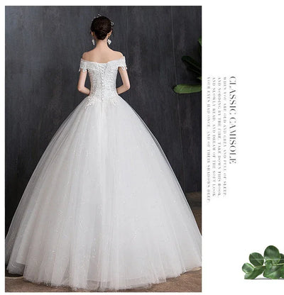 Shoulder Wedding Dress Light Appliques Pearls Lace Fashion Wholesale Cheap Simple Bride Dress Vestidos De Novia Customized