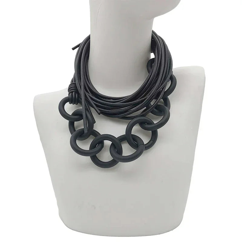 UKEBAY New Handmade Luxury Necklaces For Women Rubber Jewelry Black Statement Necklace Fashion Clothes Chain Gothic Accessories