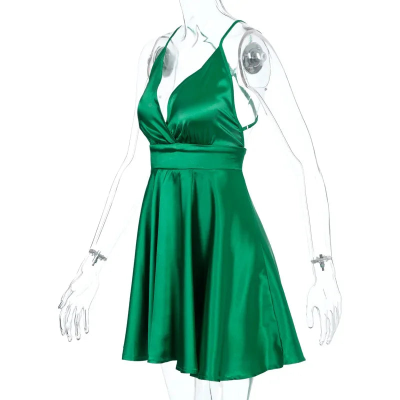 Women's Dress 2024 Fashion Summer elegant bow white female mini dress party cute sexy french romantic silk dress women