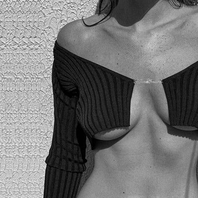 Cryptographic Autumn Knitted Sexy Cropped Sweaters Women Fashion Long Sleeve Cardigan Women Tops Pullovers Oversized Clothes