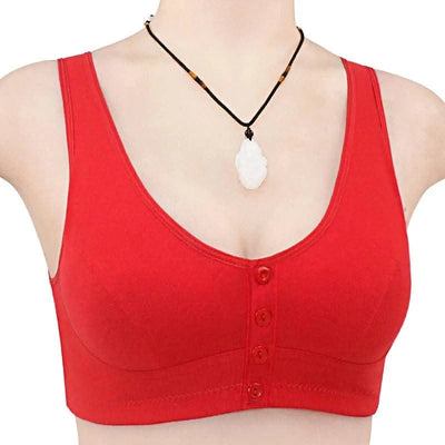Front Closure Cotton Bras Women Removable Padded Bra Soft Camisole Middle Age Women Everyday Underwear Big Bust 50/115 B C Cup