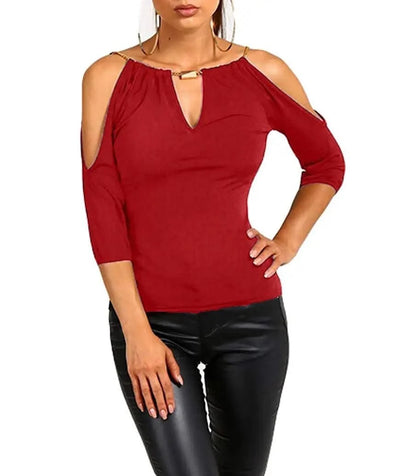 Women Summer Cotton Shirt Short Sleeve Off-shoulder Blouses Sexy Solid Loose Casual Shirt S-XL