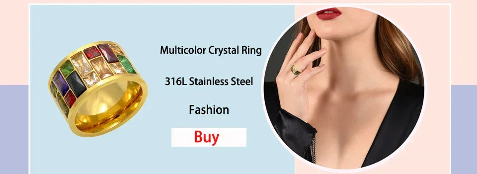 Luxury Never Fade 18K Gold Plated Bold Wide Thick Ring for Women Chunky Link Chain Stainless Steel Strap Finger Rings Jewelry