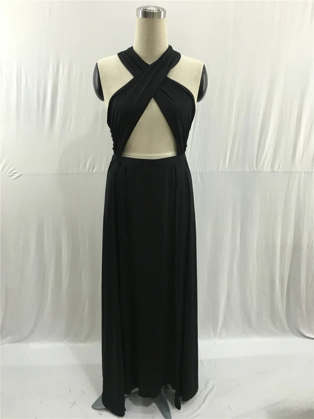Sexy Black Irregular Split Bandage Long Dress 2021 Fashion Women Summer Dresses Casual Vestidos Party Femme Robe Plus Size New