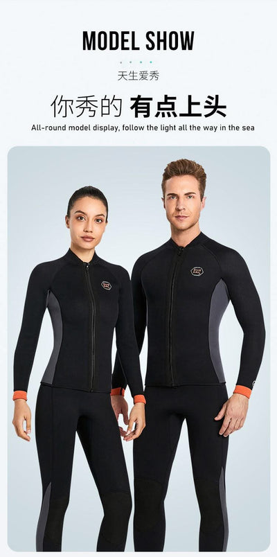 Wetsuit 3MM Neoprene Men Long Sleeve Split Wetsuit Warm Jacket Pants Plus Size Women Swimsuit Scuba Diving Snorkeling Surf Suit